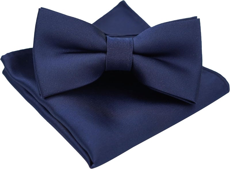 BEWDIO Bow Ties for Boys Pre Tied Toddler Bow Tie Adjustable Kids Bowties with Pocket Square Set for Wedding Party - Image 1